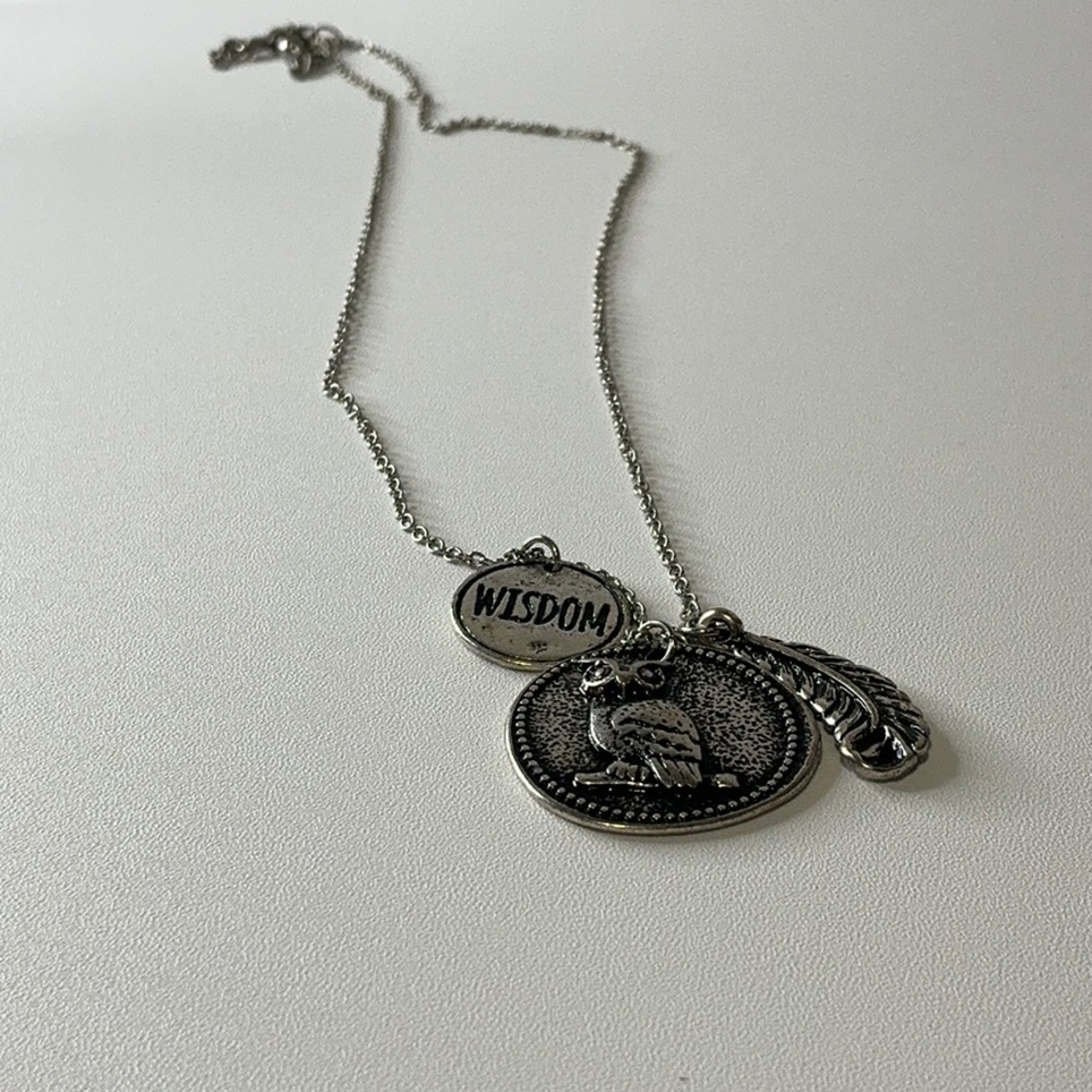 Elegant owl charm Silver tonePendant Necklace